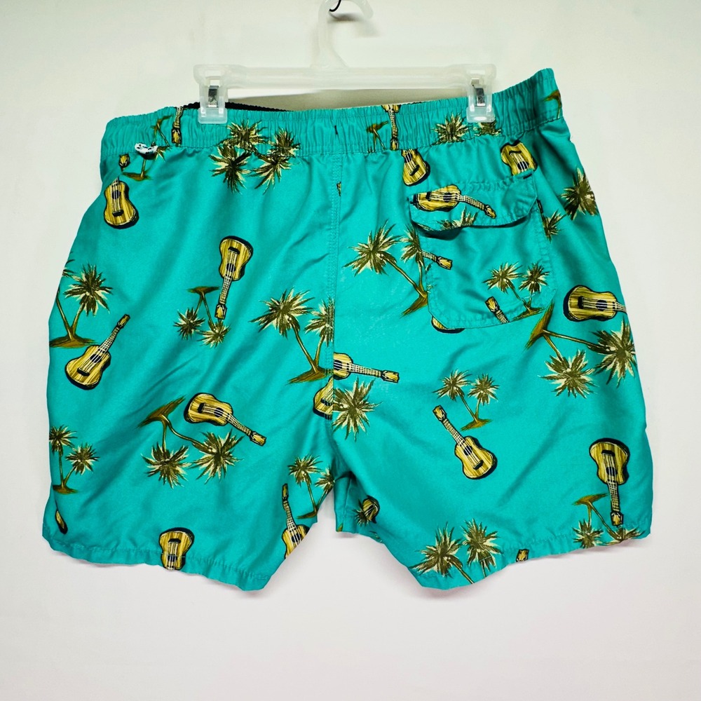 Goodfellow & Co Mens Swim Trunks XL Turquiose Ukulele Palm Tree Tropical Print - Picture 5 of 7